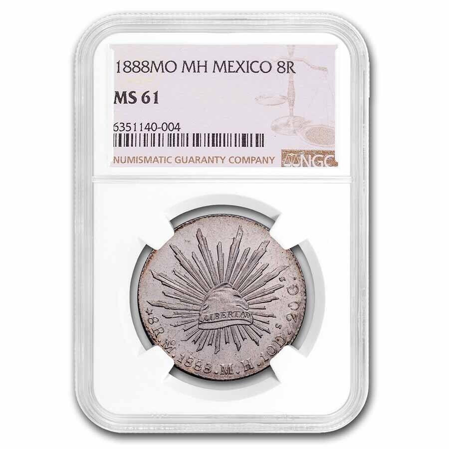 yɔi/iۏ؏tz AeB[NRC _RC [] 1888-MO MHLVRVo[8AXMS-61 NGC-SKU272201 1888-Mo MH Mexico Silver 8 Reales MS-61 NGC - SKU#272201