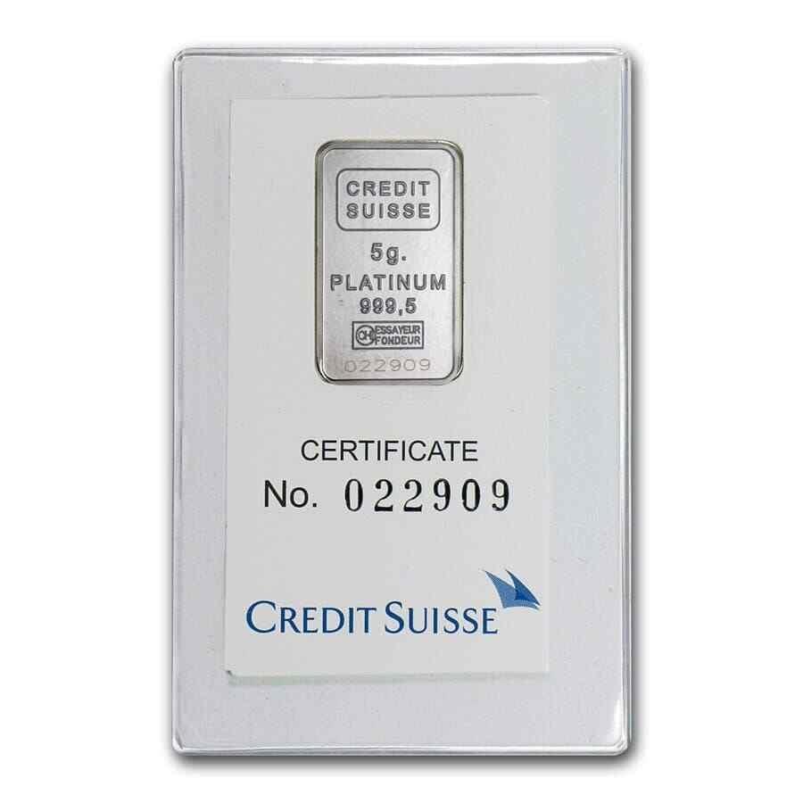  アンティークコイン モダンコイン  5グラムプラチナバー - クレジットスイス（アッセイ内） - SKU＃1117 5 gram Platinum Bar - Credit Suisse (In Assay) - SKU #1117