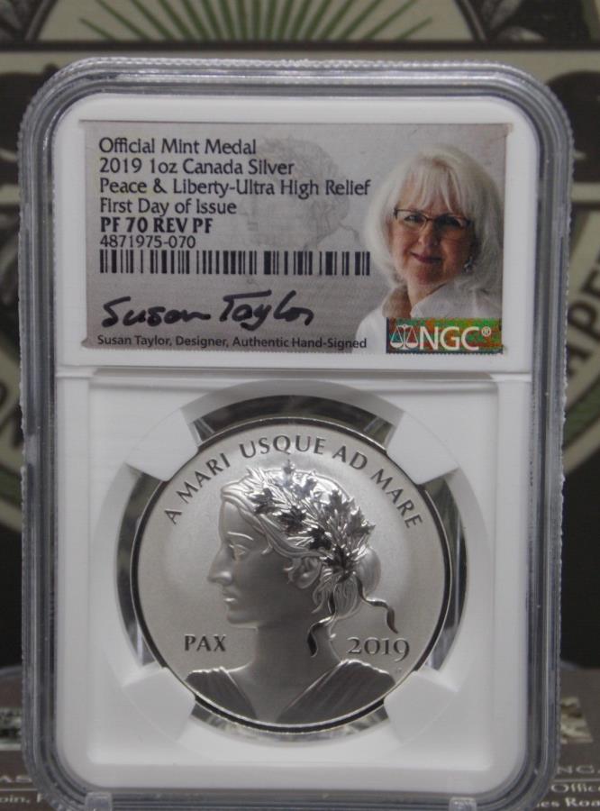  アンティークコイン モダンコイン  2019 Canada * Peace＆Liberty * Dollar Ultra High Relief $ 1 NGC PF70＃070ARC FDOI 2019 Canada *PEACE & LIBERTY* Dollar ULTRA High Relief $1 NGC PF70 #070ARC FDOI