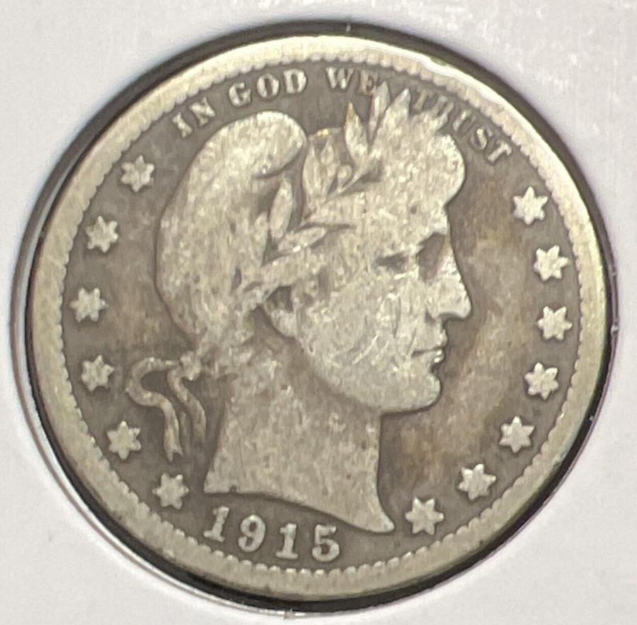 yɔi/iۏ؏tz AeB[NRC _RC [] 1915o[o[Vo[NH[^[ɗǂۂ̃RCC14937 1915 BARBER SILVER QUARTER VERY GOOD ACTUAL COIN #C14937