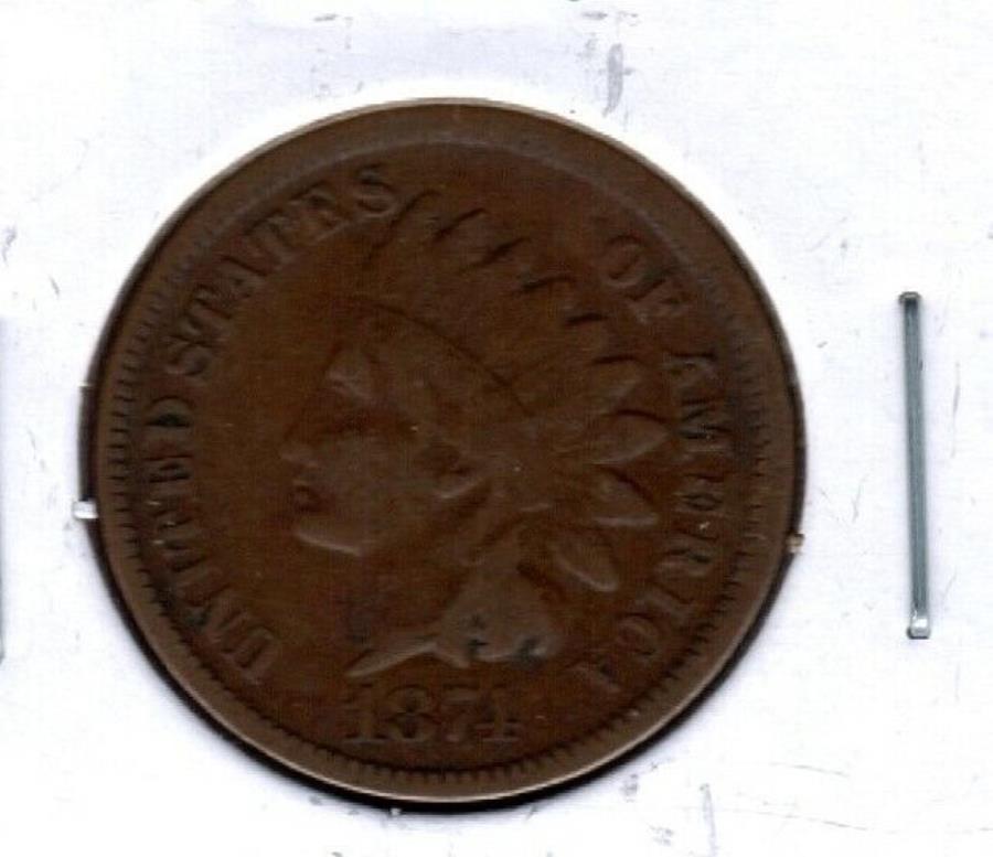  アンティークコイン モダンコイン  1874年インディアンヘッドセントグレードはとても良いです。実際のコイン＃C7670 1874 INDIAN HEAD CENT GRADES VERY GOOD. ACTUAL COIN #C7670
