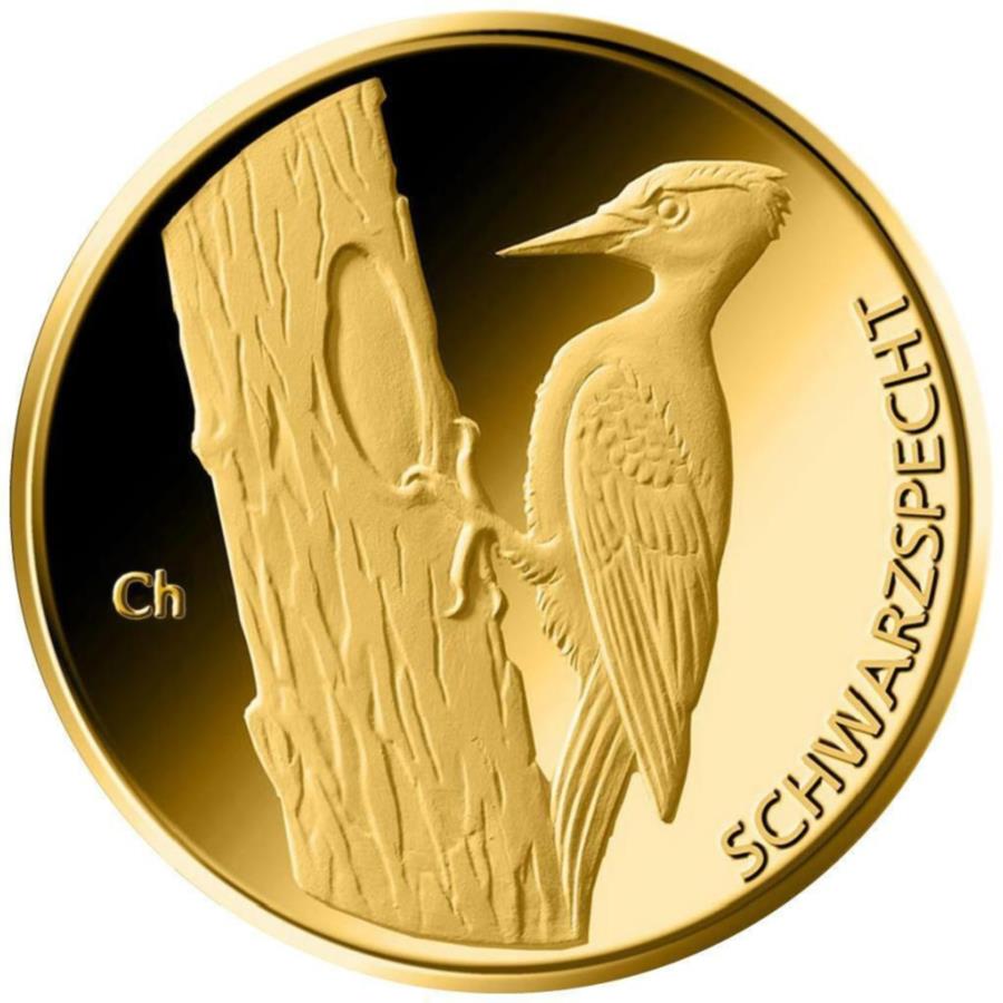 アンティークコイン モダンコイン  ゴールドコインブラックウッドペッカーJ（6。）ネイティブバード2021-ドイツ-1/8オンスst- Gold Coin Blackwoodpecker J (6.) Native Birds 2021 - Germany - 1/8 Oz ST-