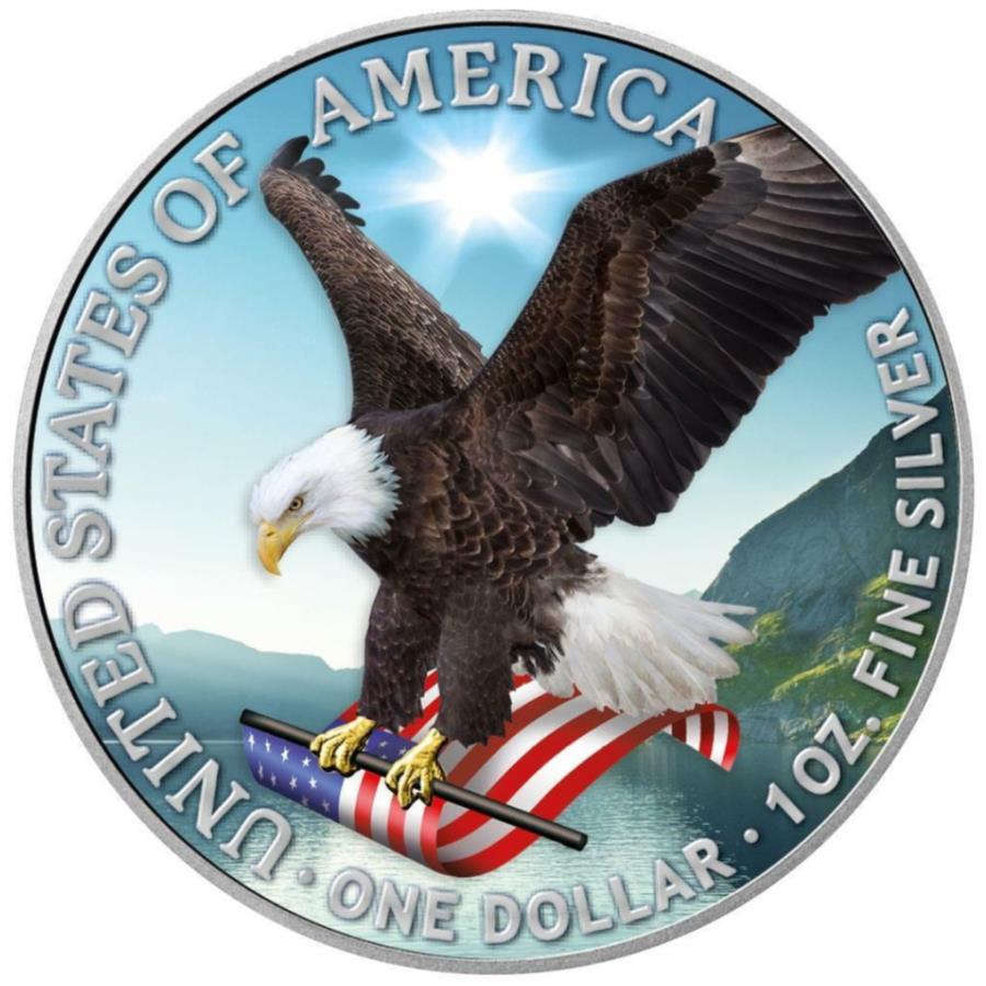 【極美品/品質保証書付】 アンティークコイン モダンコイン [送料無料] シルバーイーグルニューモチーフ2022シルバーコイン-USA -1OZ ST in Color- Silver Eagle New Motif 2022 Silver Coin -…