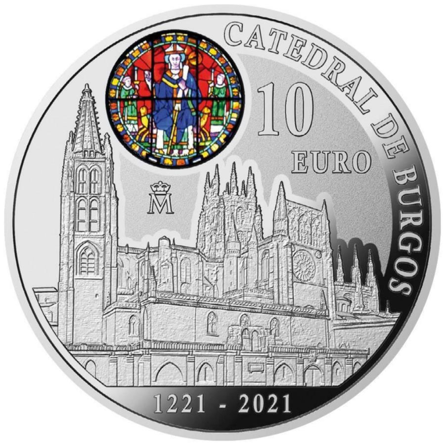 yɔi/iۏ؏tz AeB[NRC _RC [] uSX̃Vo[RC吹800N2021-P[X-27 gr pp- Silver coin Cathedral of Burgos 800 years 2021 - in case - 27 gr PP-