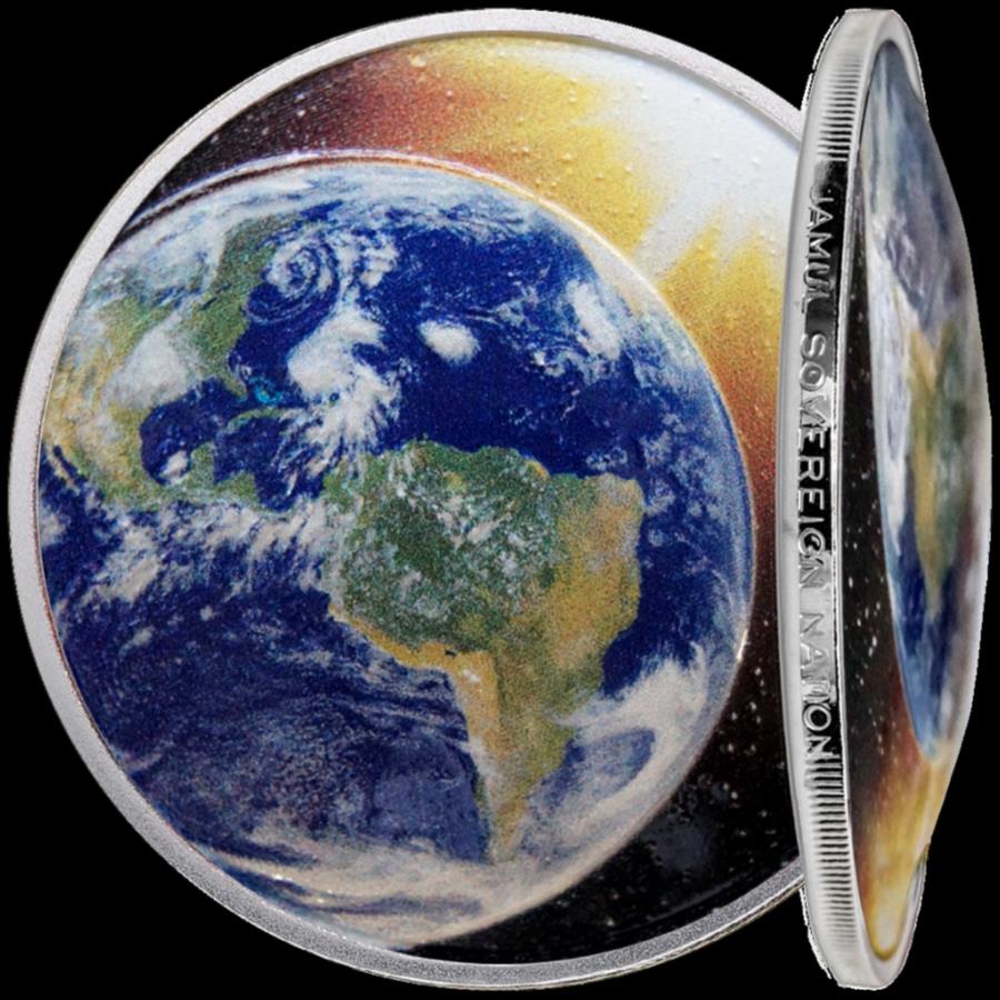 【極美品/品質保証書付】 アンティークコイン モダンコイン [送料無料] アースソーラーシステムシルバーコイン（4th）2021-米国 - 丸天井-1 oz pp in color- Earth Solar System Silver Coin (4th) 2021 - USA - Vaulted - 1 Oz PP in Color-