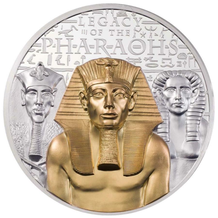 yɔi/iۏ؏tz AeB[NRC _RC [] 2022t@IVo[RC̈Y - NbNACh - IɋF-3IXpp- 2022 Heritage of the Pharaohs Silver Coin - Cook Islands - Partially Golded - 3 Oz PP-