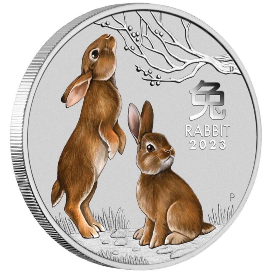 yɔi/iۏ؏tz AeB[NRC _RC [] ETMRCi4Ԗځǰ̔NIIIB 2023I[XgA-1/2IXZgJ[ - Year of the Rabbit Silver Coin (4th) Lunar III. 2023 Australia - 1/2 Oz ST in Color-