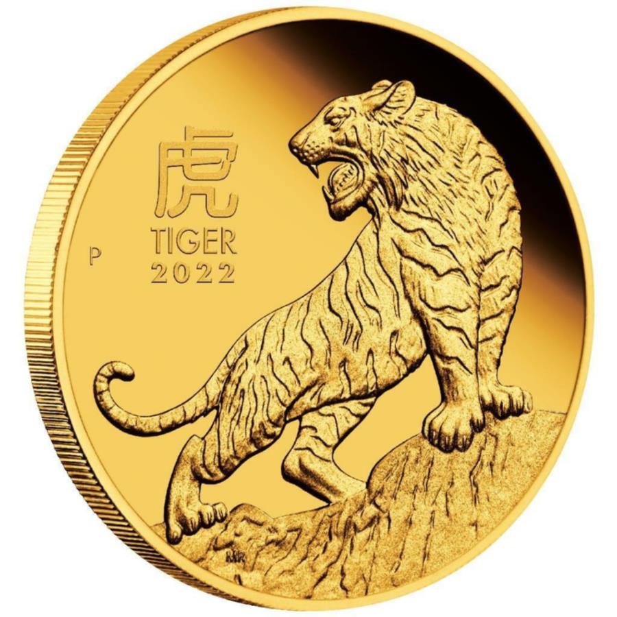 Tiger Gold Coin（3番目）の月の年III。 2022-オーストラリア-1/10オンスpp- Year of the Tiger Gold Coin (3rd) Lunar III. 2022 - Australia - 1/10oz PP-