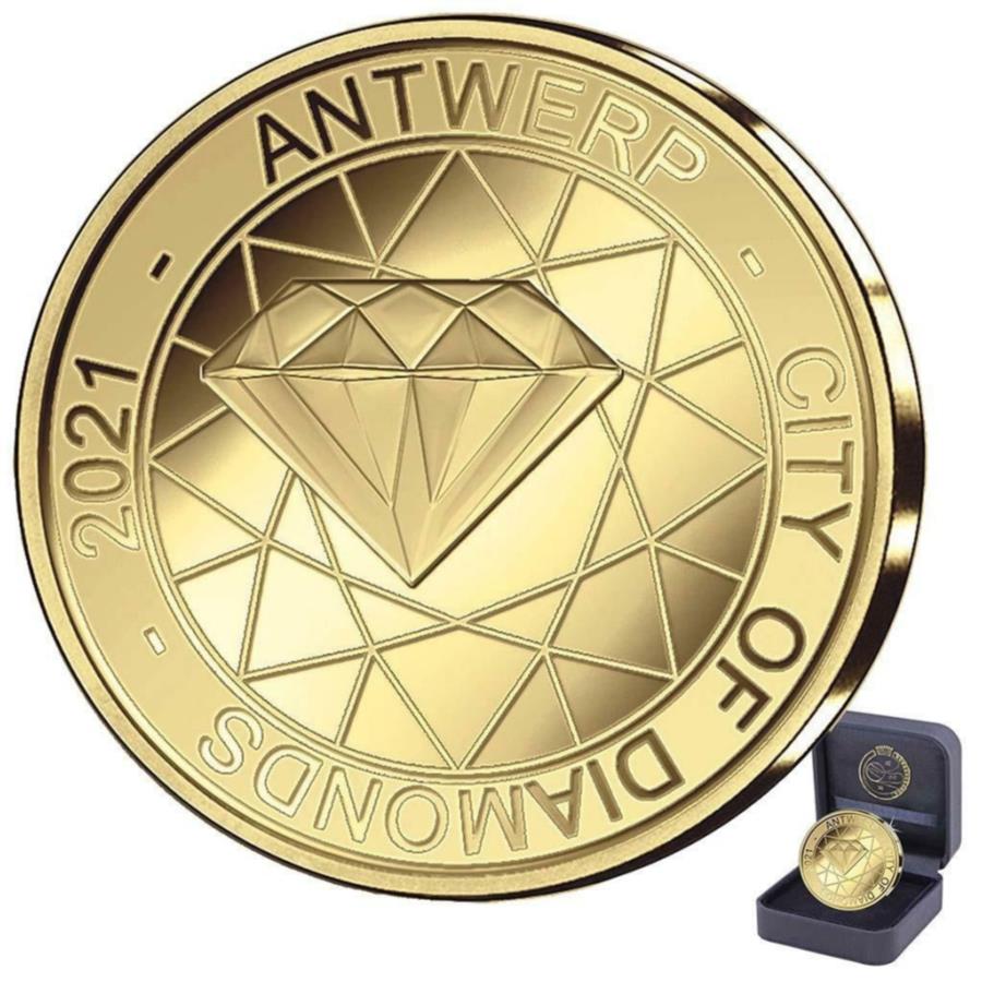 ڶ/ʼݾڽա ƥ 󥳥 [̵] 2021ȥץɥƥɥ - ٥륮 - -1/25oz pp- 2021 Antwerp Diamond City Gold Coin - Belgium - In Case - 1/25oz PP-