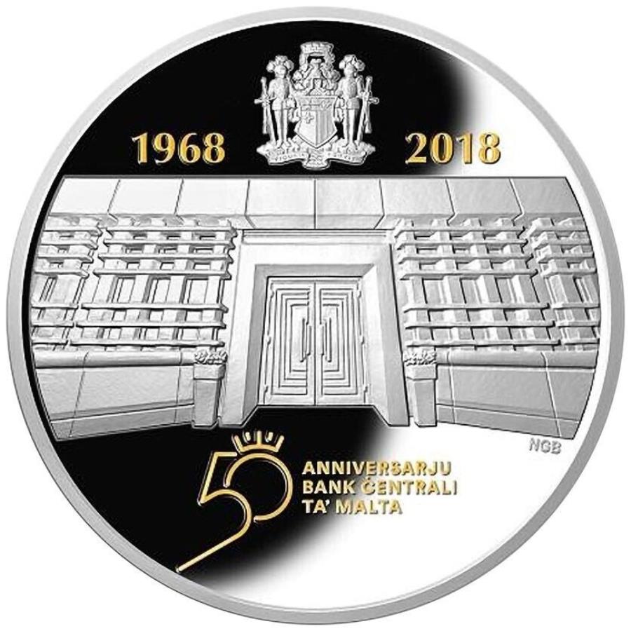 【極美品/品質保証書付】 アンティークコイン モダンコイン [送料無料] シルバーコイン50年マルタ中央銀行2018-マルタ - ケース-28.28 gr pp- Silver coin 50 years Central Bank of Malta 2018 - Malta - in case - 28.28 gr PP-