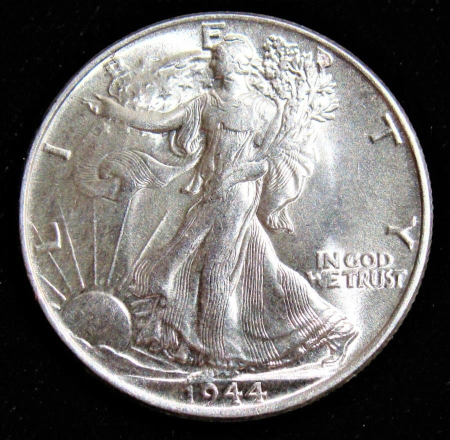  アンティークコイン モダンコイン  1944年50Cウォーキングリバティ半ドル。 gem bu。 1944 50C Walking Liberty Half Dollar. Gem BU.