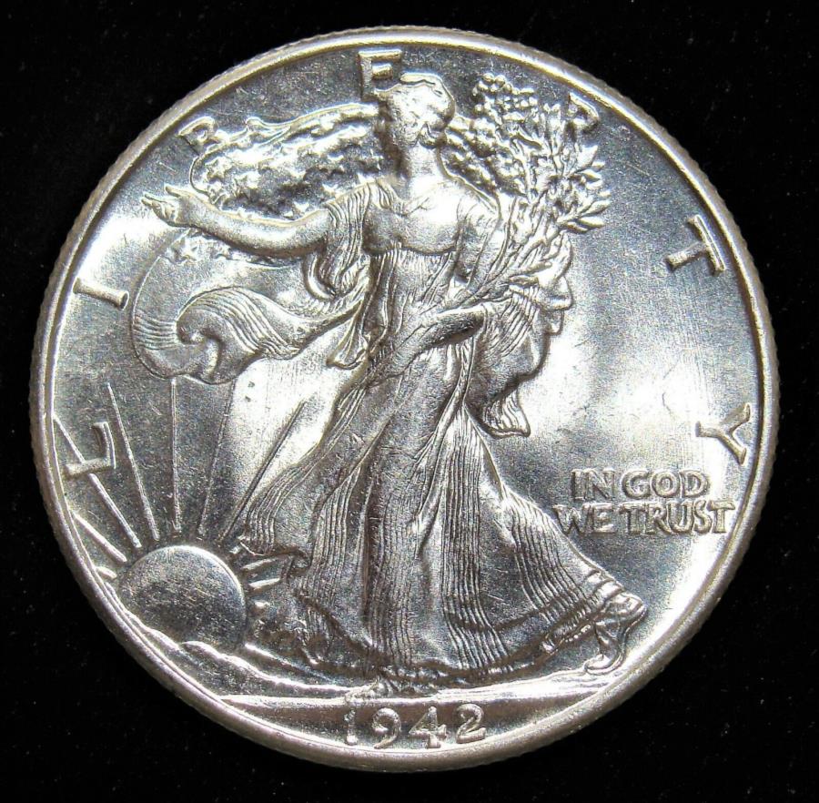 yɔi/iۏ؏tz AeB[NRC _RC [] 1942EH[LOoeBn[t_[BRC̕!!! 1942 Walking Liberty Half Dollar. Gem of a Coin!!!