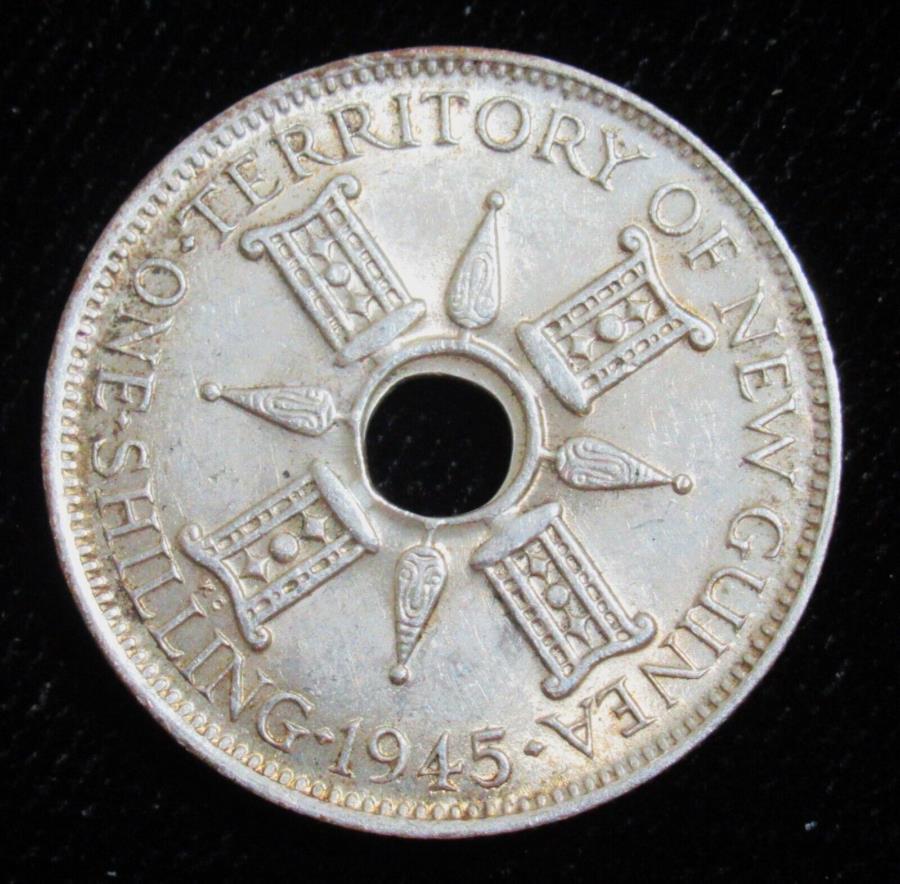  アンティークコイン モダンコイン  ニューギニア：1945シルバーワンシリング。 bu !!! New Guinea: 1945 Silver One Shilling. BU!!!