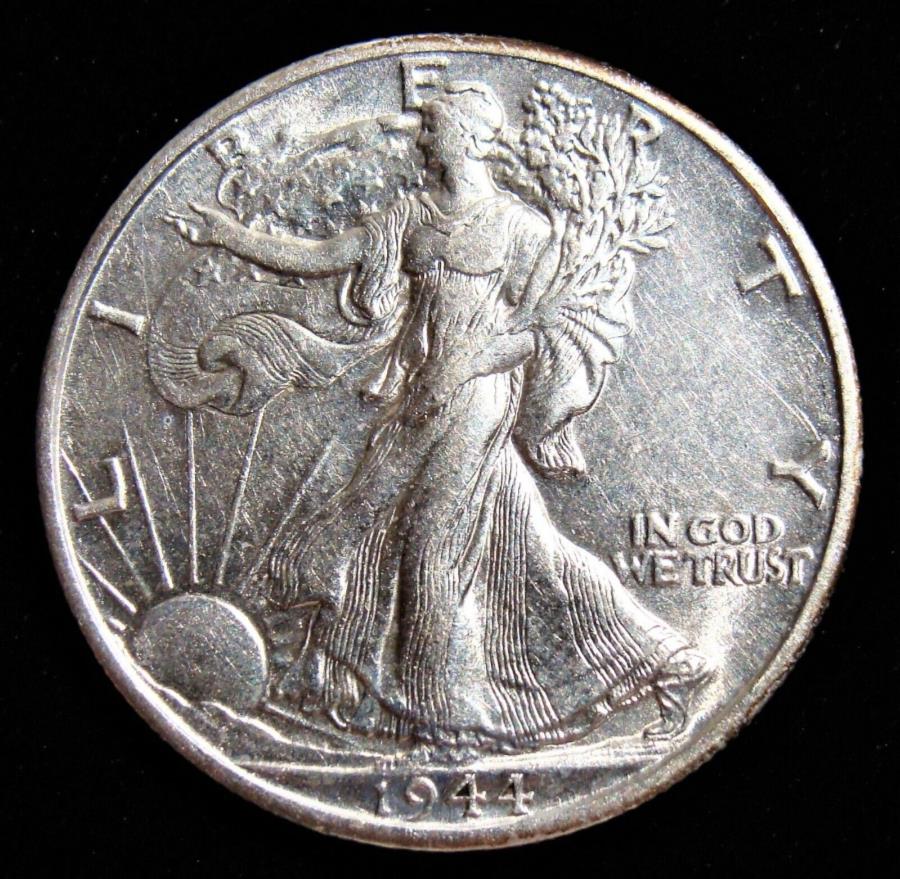 yɔi/iۏ؏tz AeB[NRC _RC [] 1944 D 50CEH[LOoeBn[t_[BIBUB 1944 D 50C Walking Liberty Half Dollar. Choice BU.