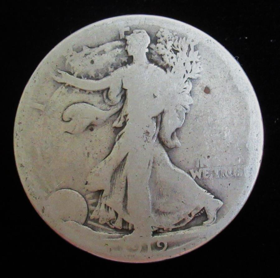  アンティークコイン モダンコイン  1919-Sウォーキングリバティ半ドル。 1919-S Walking Liberty Half Dollar.