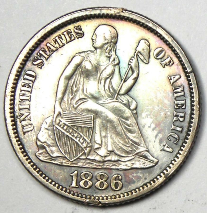 yɔi/iۏ؏tz AeB[NRC _RC [] 1886N̏ؖLiberty Dime 10C Coin -Proof DetailiPF/ PRj - RCI 1886 PROOF Seated Liberty Dime 10C Coin - Proof Detail (PF/ PR) - Rare Coin!