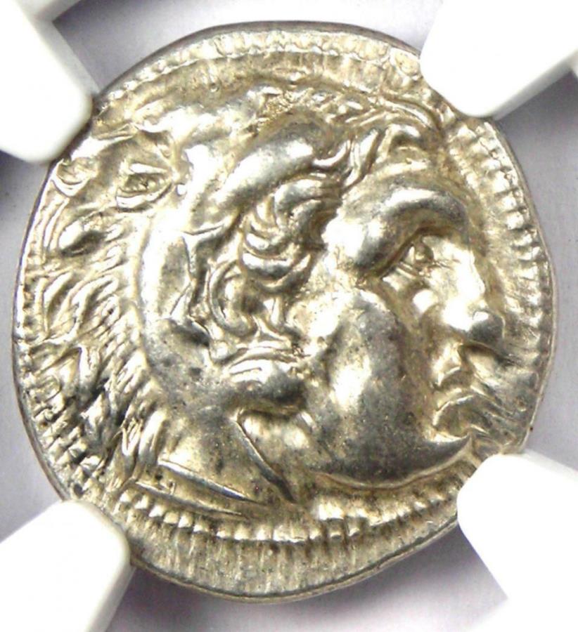 ギリシャのトラス・リシマコス・アレクサンダー・アー・ドラック・コイン305-281 BC-認定NGC XF Greek Thrace Lysimachus Alexander AR Drachm Coin 305-281 BC - Certified NGC XF