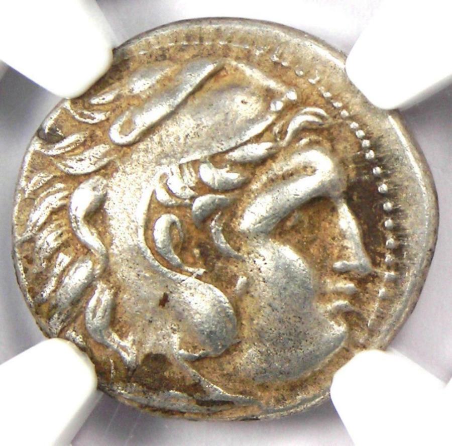 ギリシャのトラス・リシマコス・アレクサンダー・アー・ドラック・コイン305-281 BC-認定NGC XF Greek Thrace Lysimachus Alexander AR Drachm Coin 305-281 BC - Certified NGC XF