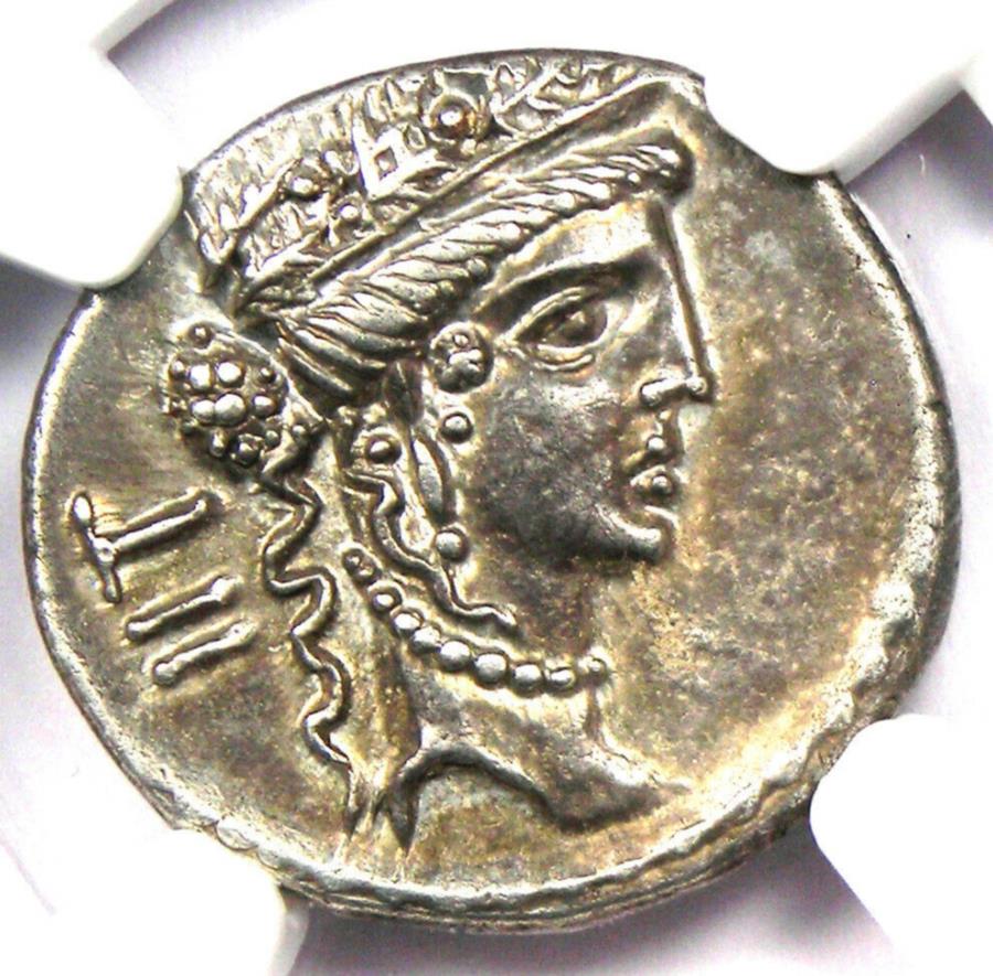 【極美品/品質保証書付】 アンティークコイン モダンコイン [送料無料] Julius Caesar Ar Denarius Coin（紀元前48年、女性ヘッド） - 認定NGC AU-レア！ Julius Caesar AR Denarius Coin (48 BC, Female Head) - Certified NGC AU - Rare!