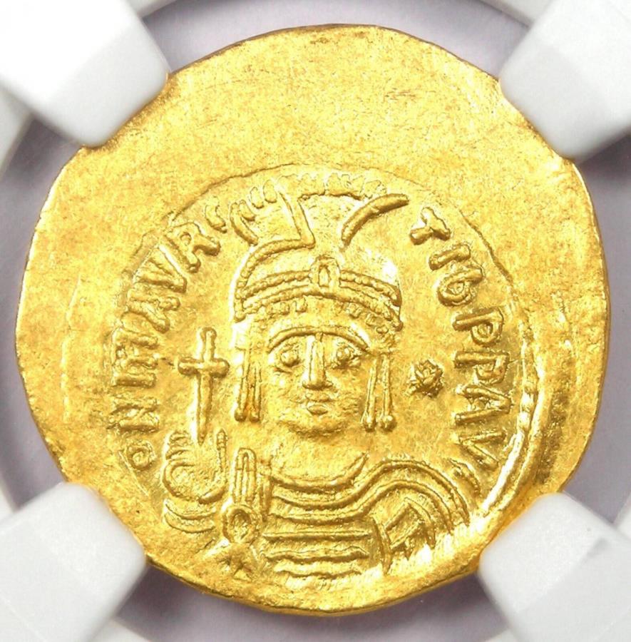 yɔi/iۏ؏tz AeB[NRC _RC [] Maurice Tiberius Av Solidus Gold Byzantine Coin 582-602 AD -CERTIFIED NGC MS Maurice Tiberius AV Solidus Gold Byzantine Coin 582-602 AD - Certified NGC MS