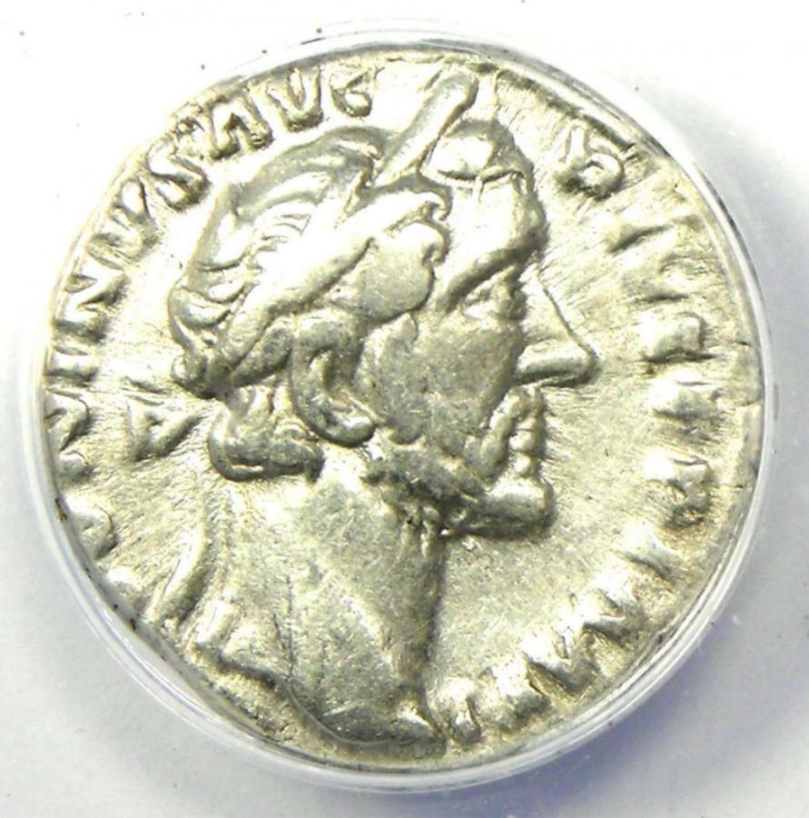 yɔi/iۏ؏tz AeB[NRC _RC [] Antoninus Pius Ar Denarius Silver Roman Coin 152 AD -CERTIFIED ANACS VF35 Antoninus Pius AR Denarius Silver Roman Coin 152 AD - Certified ANACS VF35