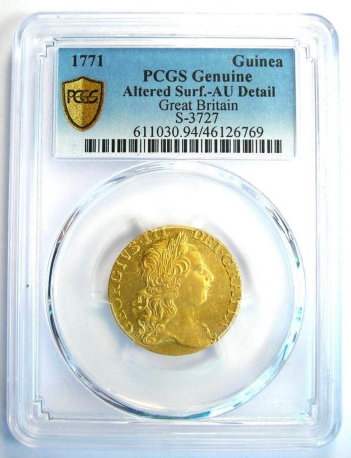 yɔi/iۏ؏tz AeB[NRC _RC [] 1771CMXCOhW[WIIIS[hMjARC1G -CERTIFIED PCGS AUڍ 1771 Britain England George III Gold Guinea Coin 1G - Certified PCGS AU Details