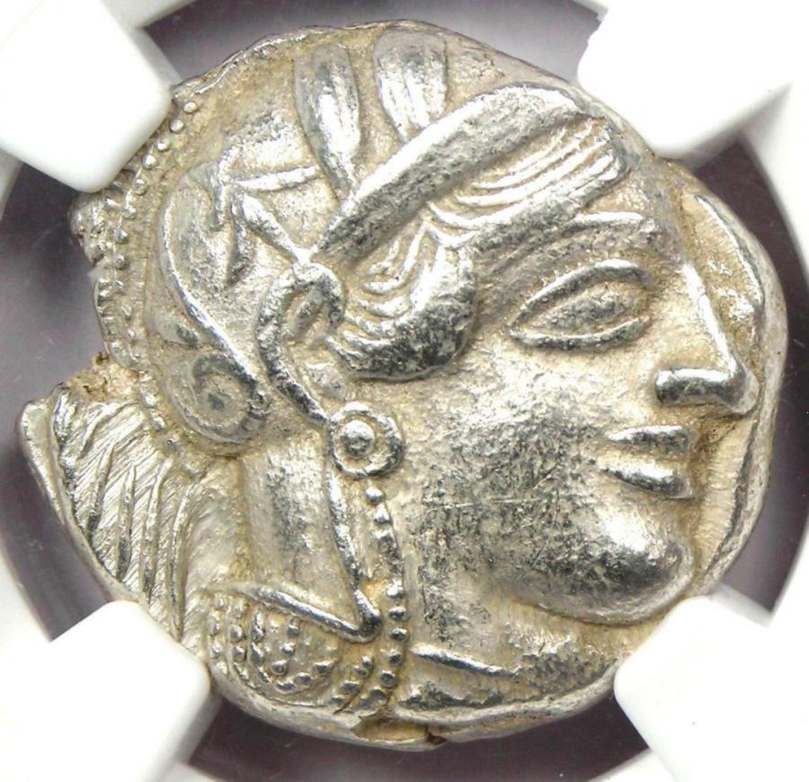 yɔi/iۏ؏tz AeB[NRC _RC [] AelEMVEAeiEIEEeghb`EÑRC440-404 BC -CERTIFIED NGC AU Athens Greece Athena Owl Tetradrachm Ancient Coin 440-404 BC - Certified NGC AU