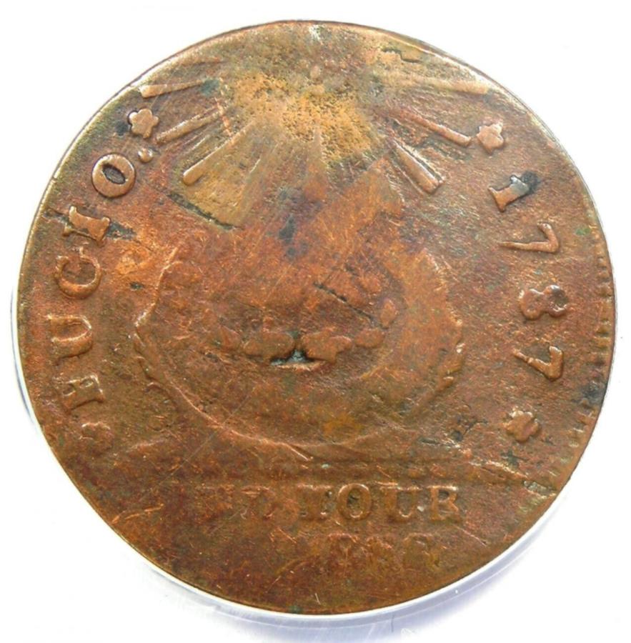 アンティークコイン モダンコイン  1787 fugio cent 1cコロニアル銅コイン - 認定ANACS F12詳細 1787 Fugio Cent 1C Colonial Copper Coin - Certified ANACS F12 Detail