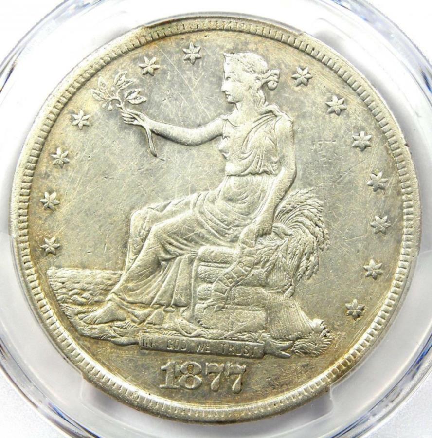 yɔi/iۏ؏tz AeB[NRC _RC [] 1877 -S Trade Silver Dollar T $ 1 -CERTIFIED PCGS AȔڍ - ARCI 1877-S Trade Silver Dollar T$1 - Certified PCGS AU Details - Rare Coin!