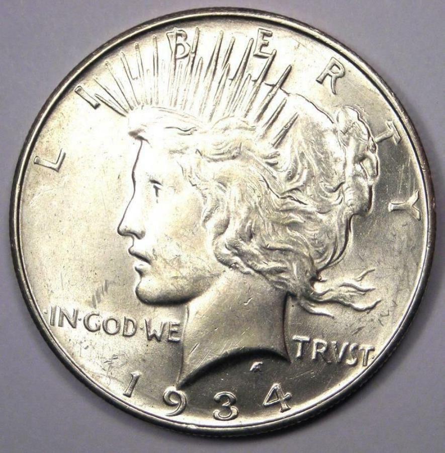 yɔi/iۏ؏tz AeB[NRC _RC [] 1934 -DaVo[h$ 1-Dꂽ - fGȌ - tI 1934-D Peace Silver Dollar $1 - Excellent Condition - Nice Luster - Rare Date!