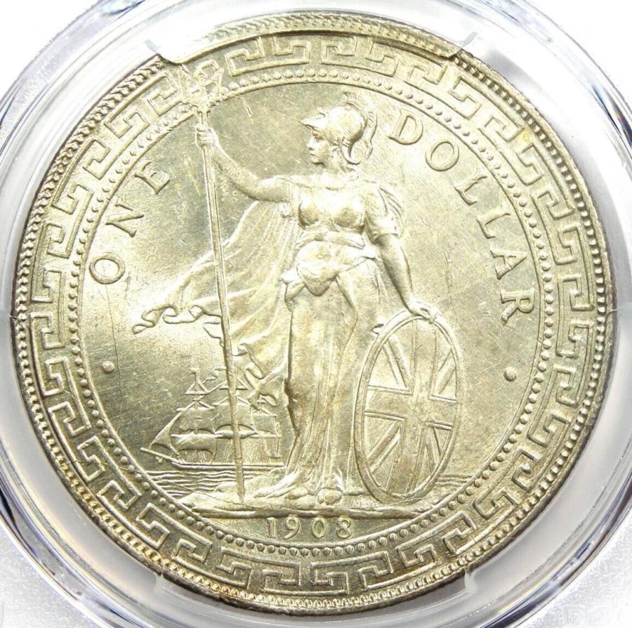 yɔi/iۏ؏tz AeB[NRC _RC [] 1908-BCMXfՃht $ 1BF肳ꂽPCǴAzĂȂuncms 1908-B Great Britain Trade Dollar T$1. Certified PCGS Uncirculated Detail UNC MS