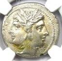 ローマ共和国匿名AR Quadrigatus dioscuri Janiform Coin 225 Bc。 NGC CH XF Roman Republic A...