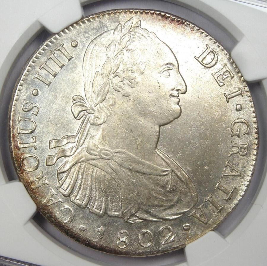 yɔi/iۏ؏tz AeB[NRC _RC [] 1802 -LIMA JP PERU CHARLES IV 8 REALES COIN 8R -NGC UNCIRCULATED DEATUREiUNC MSj 1802-Lima JP Peru Charles IV 8 Reales Coin 8R - NGC Uncirculated Detail (UNC MS)