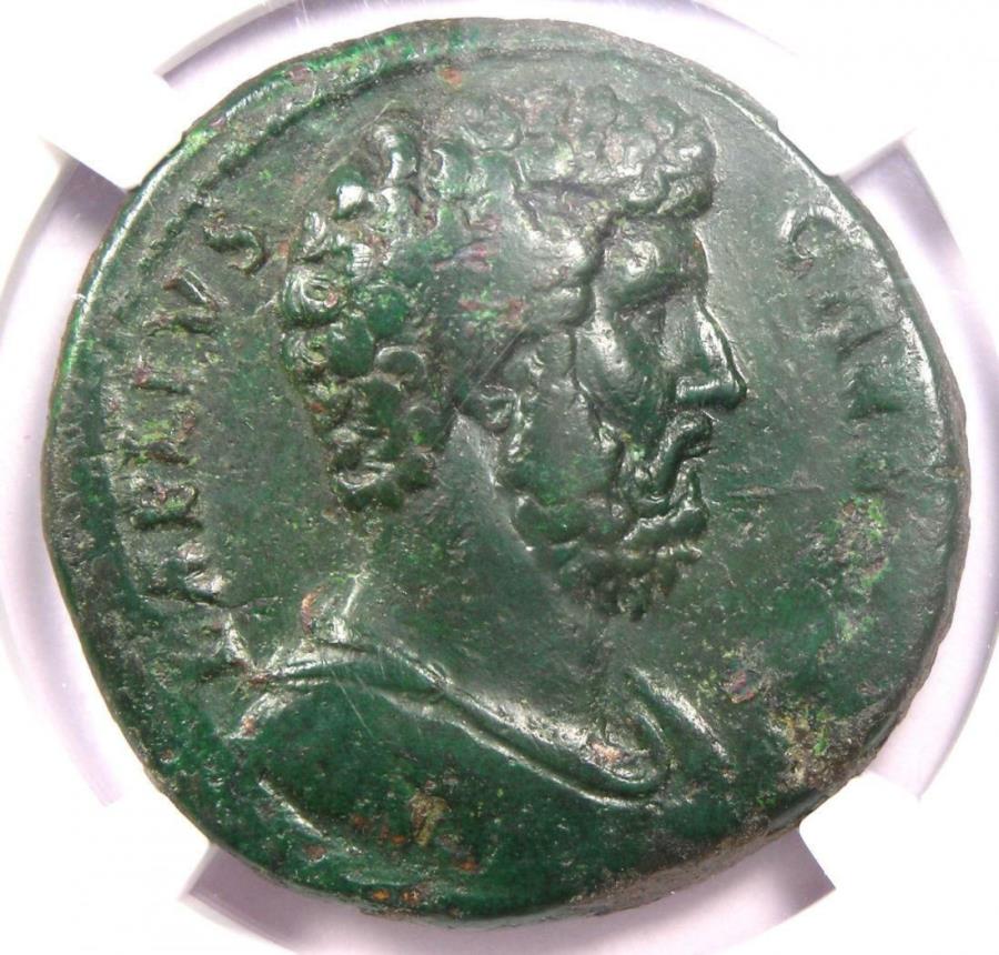  アンティークコイン モダンコイン  古代ローマアエリウスシーザーae sestertius coin 136-138 AD-認定NGC VF Ancient Roman Aelius Caesar AE Sestertius Coin 136-138 AD - Certified NGC VF