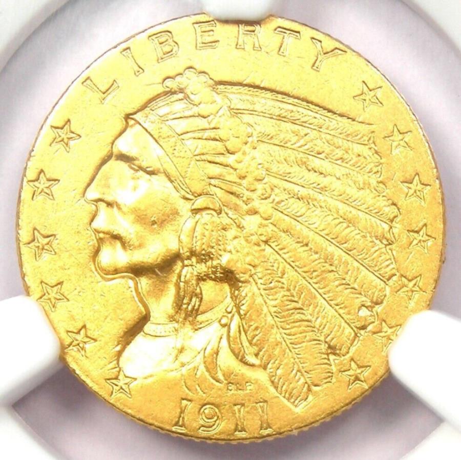 yɔi/iۏ؏tz AeB[NRC _RC [] 1911NCfBAS[hNH[^[C[O$ 2.50-FNGC AUڍ - AI 1911 Indian Gold Quarter Eagle $2.50 - Certified NGC AU Details - Rare!