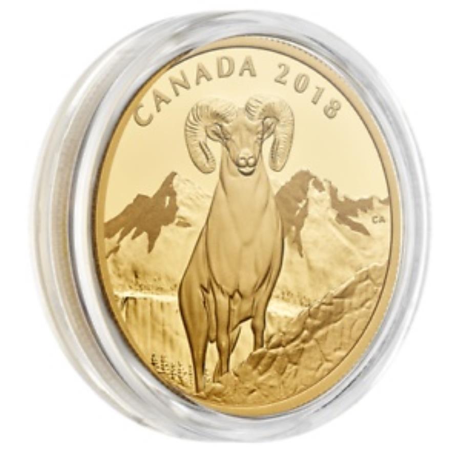 【極美品/品質保証書付】 アンティークコイン モダンコイン [送料無料] カンダ2018 $ 200ビッグホーンヒツジ1オンス純金コインロイヤルカナディアンミント Canda 2018 $200 Bighorn Sheep 1 oz Pure Gold Coin Royal Canadian Mint