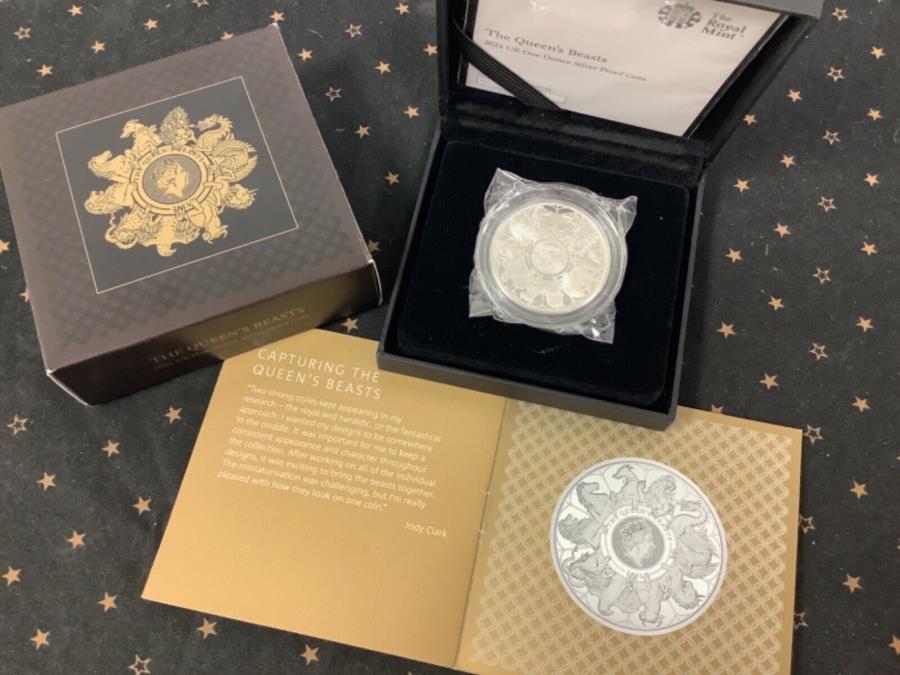【極美品/品質保証書付】 アンティークコイン モダンコイン [送料無料] 2021イギリスの女王の獣の完了者1オンスシルバープルーフコイン（box＆coa） 2021 Great Britain Queen’s Beasts Completer 1 oz Silver Proof Coin (Box &COA)