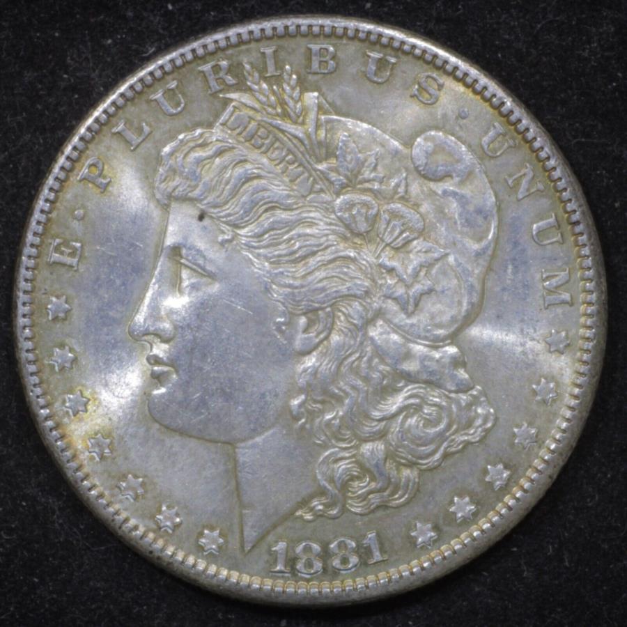 1881 -Sモルガンドル$ 1- **循環!! ** - **息をのむような調子!!! ** 1881-S Morgan Dollar $1 - **UNCIRCULATED!!** - **BREATHTAKING TONING!!!**