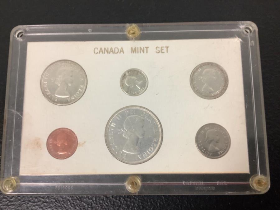 yɔi/iۏ؏tz AeB[NRC _RC [] 1964CJi_~gZbg6RCZbgvX`bNP[XA71.150 1964 Royal Canadian Mint Set 6 coin set in plastic case A71.150