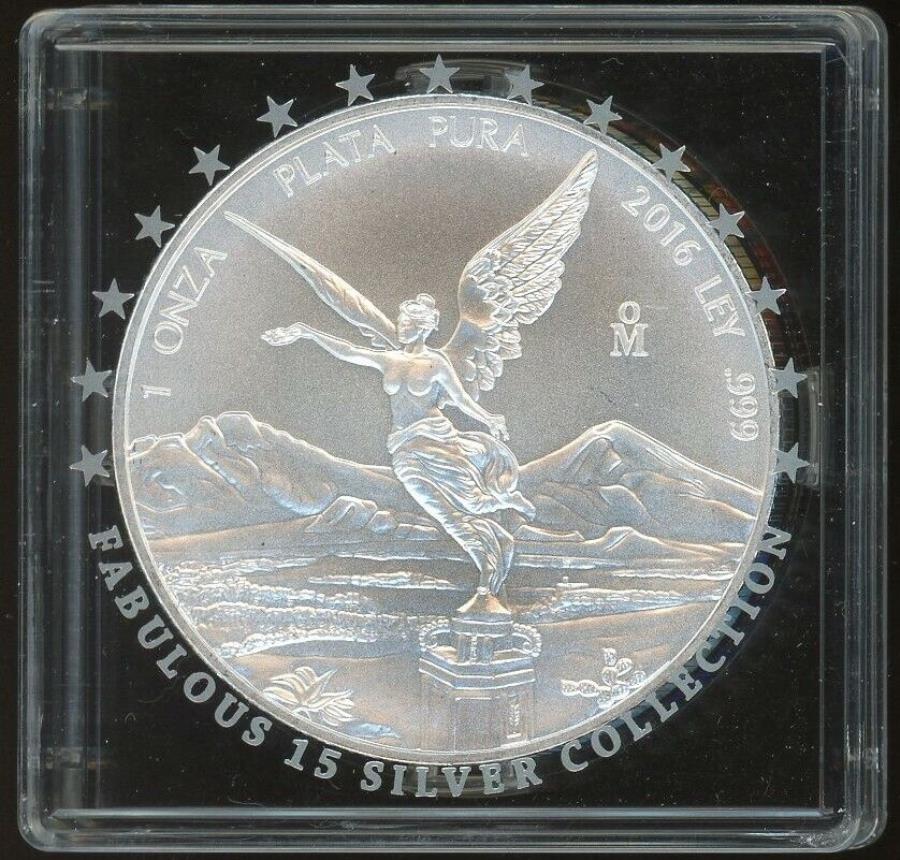 yɔi/iۏ؏tz AeB[NRC _RC [] Libertad -Mexico -2016 1 Oz Bu Silver Coin in Fabulous 15 Capsule LIBERTAD - MEXICO - 2016 1 oz BU Silver Coin in Fabulous 15 Capsule