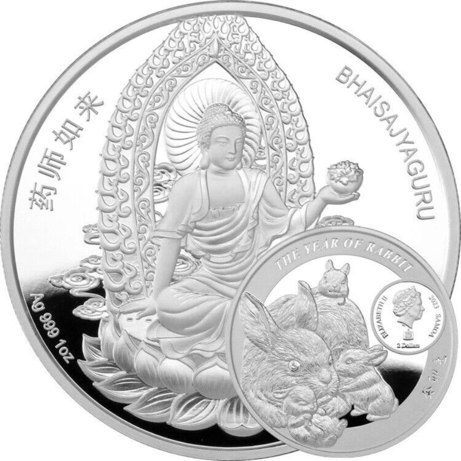 アンティークコイン モダンコイン  Bhaisajyaguru Rabbit Twelve Zodiac Heavenly Generals 2023 1 oz Silver Coin Samoa BHAISAJYAGURU RABBIT TWELVE ZODIAC HEAVENLY GENERALS 2023 1 oz Silver coin Samoa