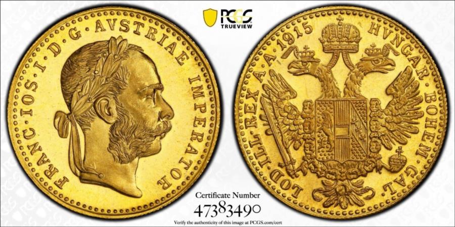 ڶ/ʼݾڽա ƥ 󥳥 [̵] 1915ǯȥꥢե󥷥祻I. POP 41/1 PCGS MS68 1915, Austria, Francis Joseph I. Restrike Gold 1 Ducat Coin. Pop 41/1 PCGS MS68!