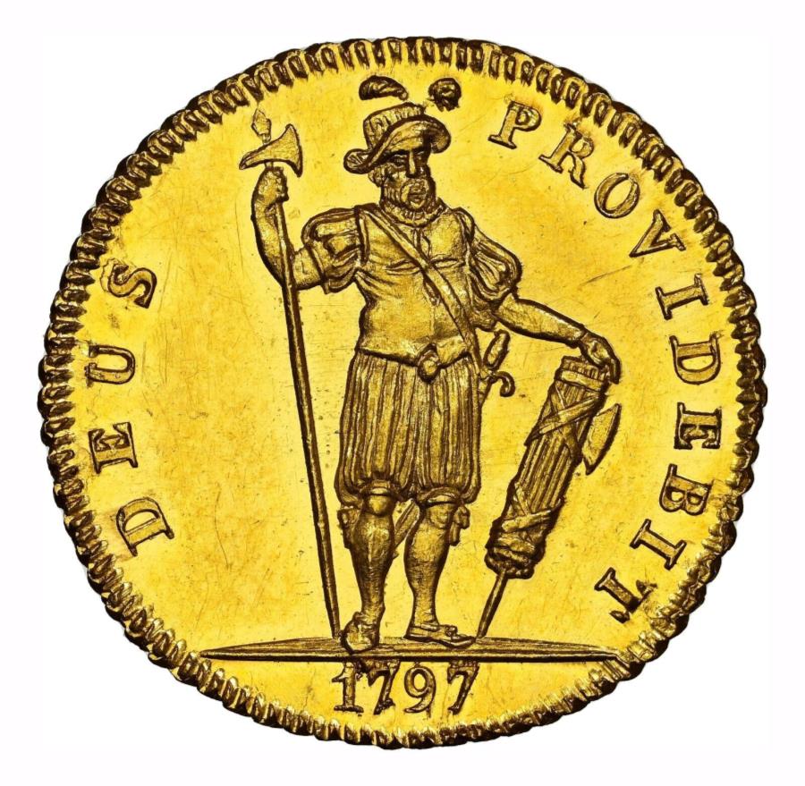 【極美品/品質保証書付】 アンティークコイン モダンコイン [送料無料] 1797年、スイス、ベルン（カントン）。プルーフのような金?重複コイン。 NGC MS 63+ PL！ 1797, Switzerland, Bern (Canton). Proof-Like Gold ? Duplone Coin. NGC MS 63+ PL!