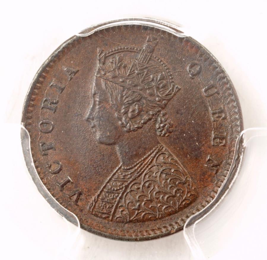  アンティークコイン モダンコイン  1876（c）、インド（イギリス）、ビクトリア女王。銅1/12アンナコイン。 PCGS MS-62 bn！ 1876(c), India (British), Queen Victoria. Copper 1/12 Anna Coin. PCGS MS-62 BN!