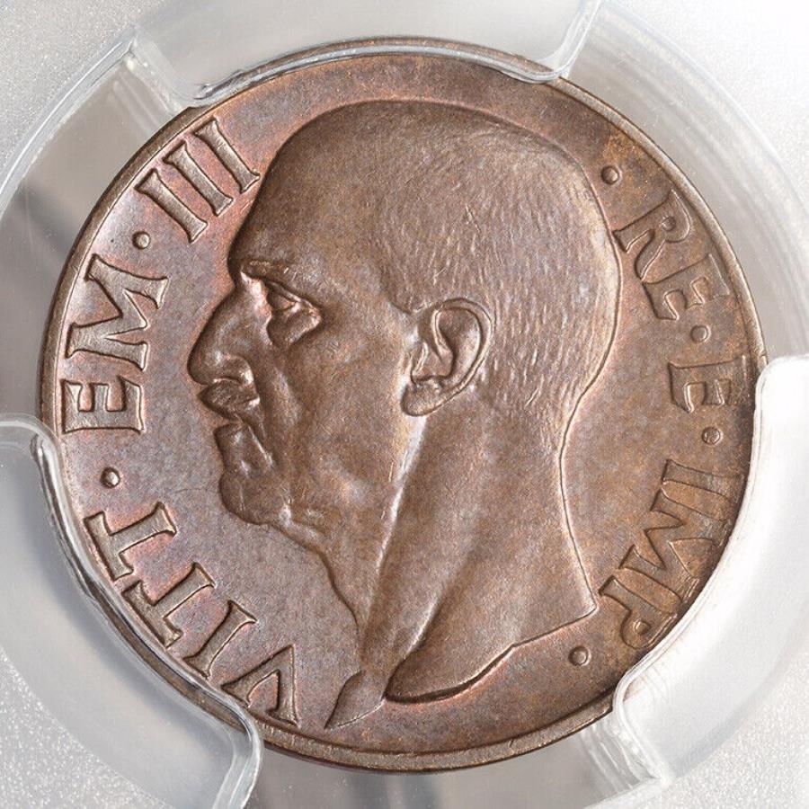  アンティークコイン モダンコイン  1936年、イタリア、ビクターエマニュエル3世。銅10 Centesimiコイン。トップポップ！ PCGS MS-64！ 1936, Italy, Victor Emmanuel III. Copper 10 Centesimi Coin. Top Pop! PCGS MS-64!