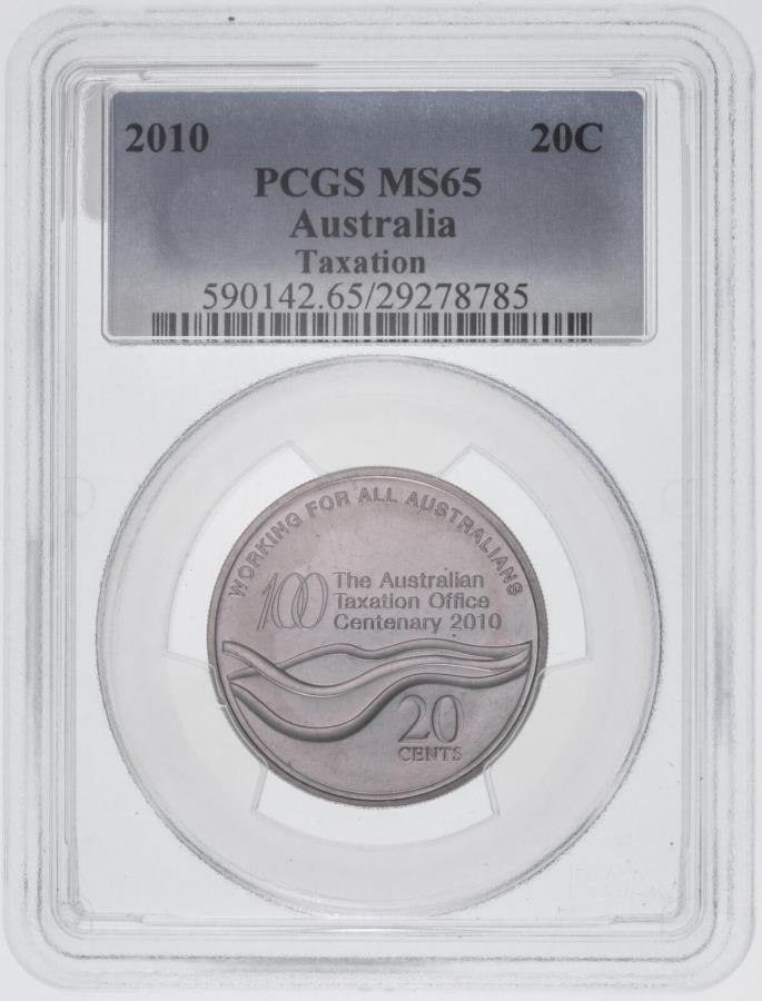 yɔi/iۏ؏tz AeB[NRC _RC [] 2010 20Zg20CŖItBXI[XgAPCGS MS65 GEM UNC3628 2010 Twenty Cent 20c Taxation Office Australia PCGS MS65 GEM UNC #3628