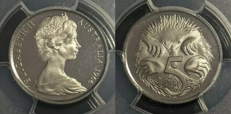 【極美品/品質保証書付】 アンティークコイン モダンコイン [送料無料] 1966証拠5セント5CオーストラリアPCGS PR69DCAM FDC UNC＃1808 1966 Proof Five Cent 5c Australia PCGS PR69DCAM FDC UNC #1808