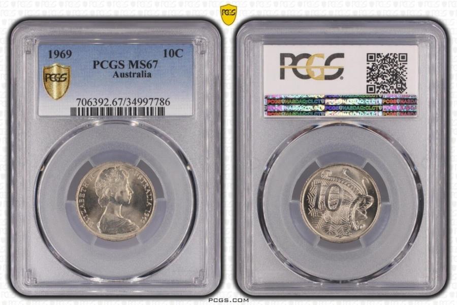 ڶ/ʼݾڽա ƥ 󥳥 [̵] 1969 1010CȥꥢPCGS MS67 GEM UNC3853 1969 Ten Cent 10c Australia PCGS MS67 GEM UNC #3853