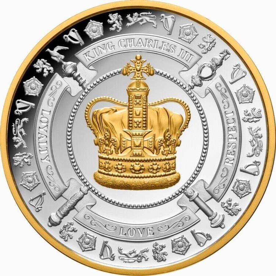 ڶ/ʼݾڽա ƥ 󥳥 [̵] Niue 2023󥰥㡼륺III͡󥻥ȥɥ饦$ 1 ozСPRF Niue 2023 King Charles III Coronation St. Edwards Crown $1 Oz Silver Gilded Prf