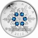 yɔi/iۏ؏tz AeB[NRC _RC [] Ji_2010NX^Xm[t[N$ 20 1IXȃVo[v[tw/blue swarovski in ogp Canada 2010 CRYSTAL SNOWFLAKE $20 1 Oz Pure Silver Proof w/BLUE Swarovski in OGP